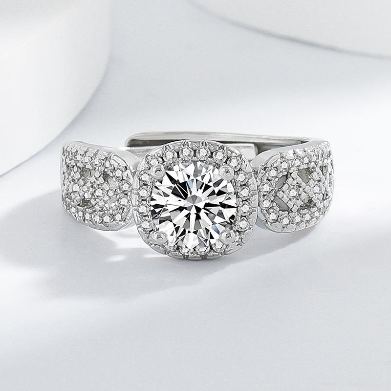 2026 Fashion High-end Light Luxury Sugar Cube Square Bag Inlaid with Zircon Ring Women's Ring European and American Jewelry