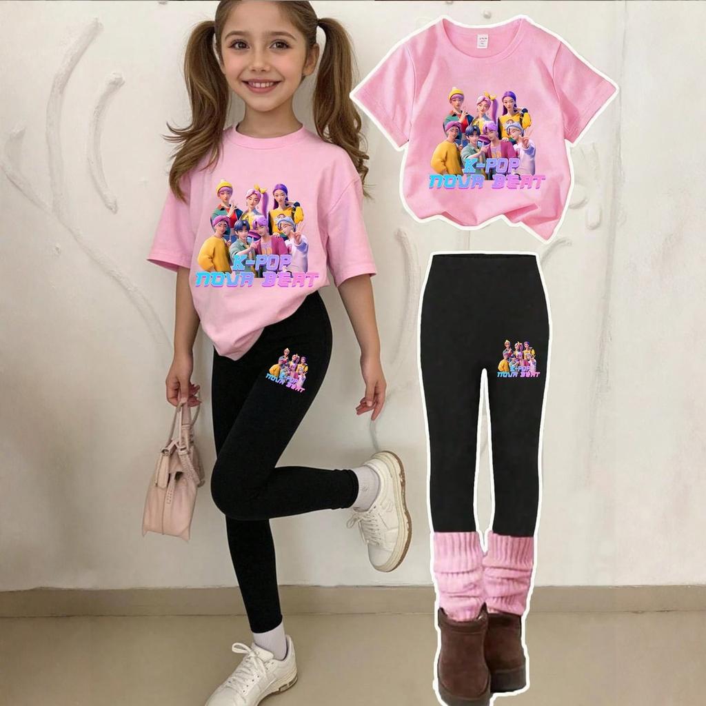 Children's Casual Short-sleeved Printed Short-sleeved Shirt And Pants Two-piece Set