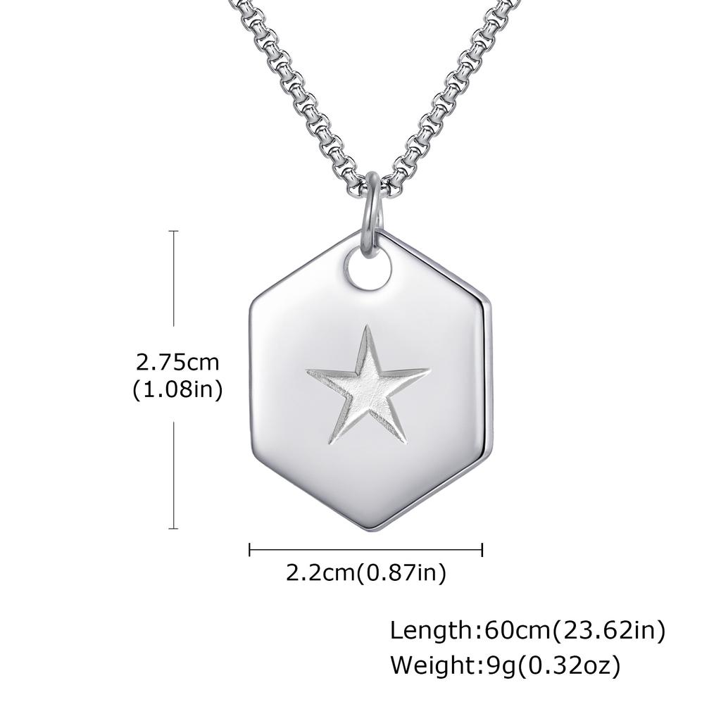Vnox 60cm Stylish Dog Tag Pendant Neckalce for Men, Stainless Steel Geometric Box Chain Necklace, Birthday Graduate Father Gift