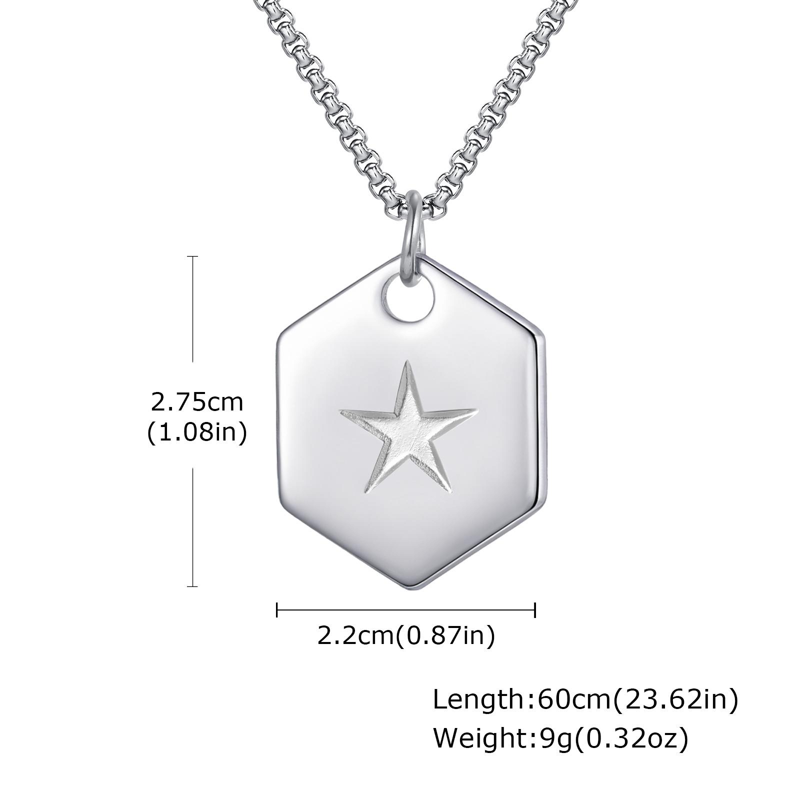 

Vnox 60cm Box Chain Stylish Geometric Pendant Neckalce for Men, Stainless Steel Five Ponit Star Necklace, Birthday Graduate Gift