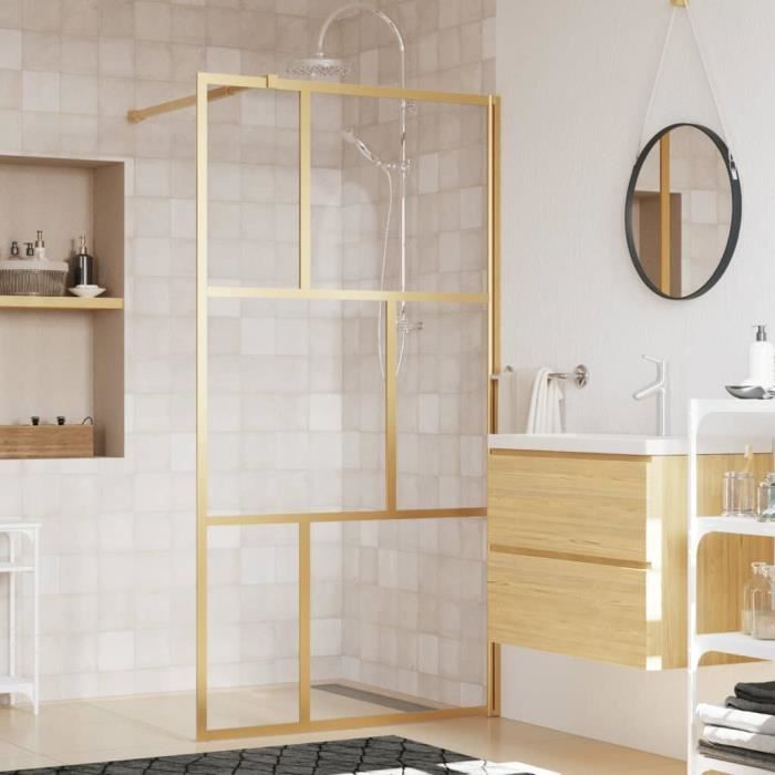 Paroi de douche avec verre ESG transparent doré 100x195 cm