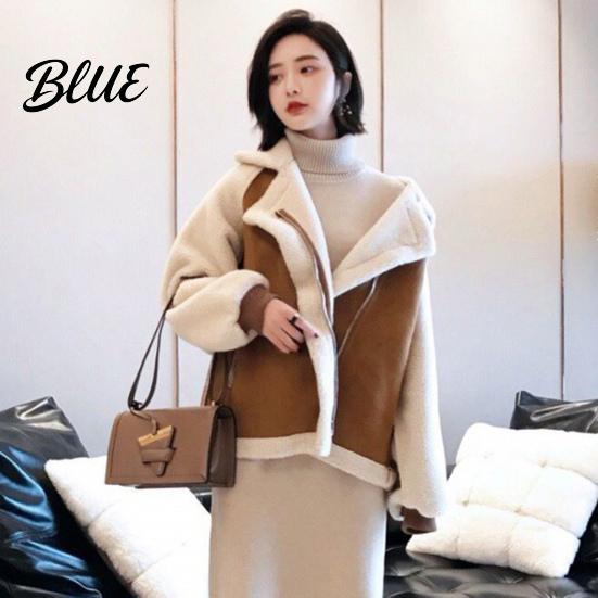 Long Sleeve Coat Turn-down Collar Thick Heat Women Jacket Fall Winter Retention Loose Sleeves Zippered