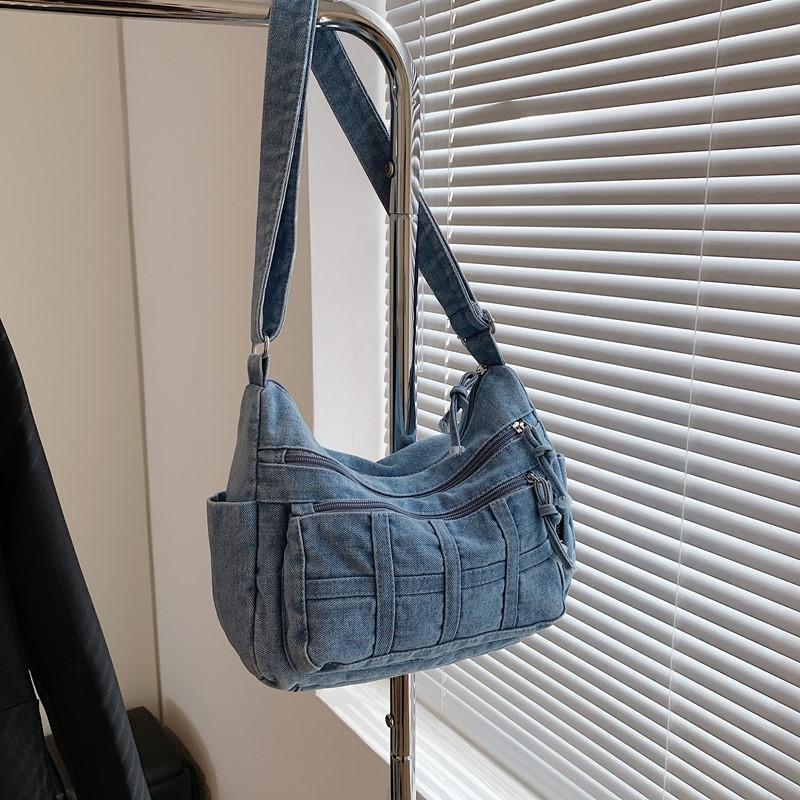 Vintage Fashion Denim Casual Shoulder Bag Women's New Versatile Multi-pocket Lightweight Crossbody Small Square Bag Trendy
