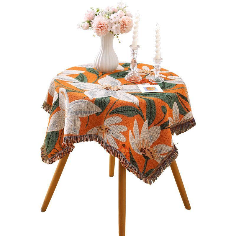 Tulip Single Sofa Throw, Two-Seater Sofa Cover, Small Round Tablecloth, Vintage Coffee Table Cover, Bedspread