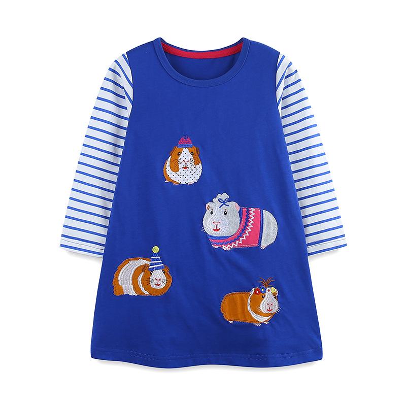 European & American Style Girls Summer Princess Dresses - Striped, Embroidered, Knitted Round Neck, Short Sleeve 115cm (5Y)