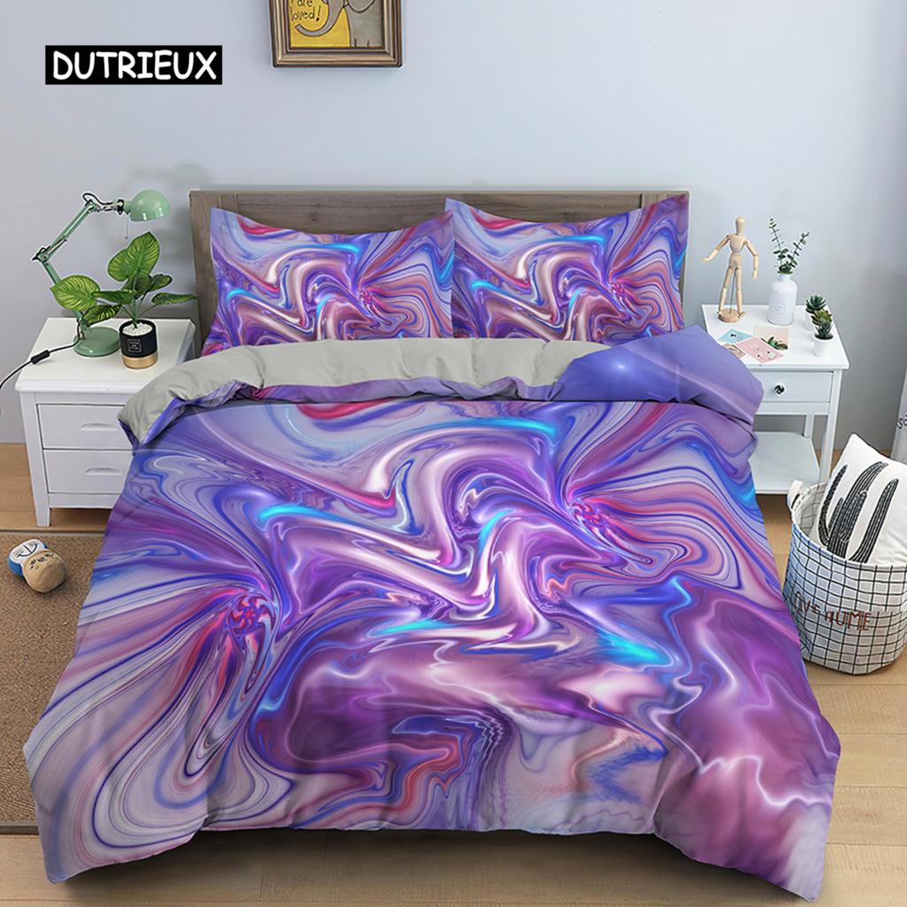 Abstract Duvet Cover Set King Microfiber Blue Psychedelic Bedding Set 2/3 Pcs Queen Size Warped Space Theme Twin Comforter Cover