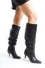 Women Modern Stylish Fashion Boots Boots Faux Leather Suede Short Thin Heeled Boots