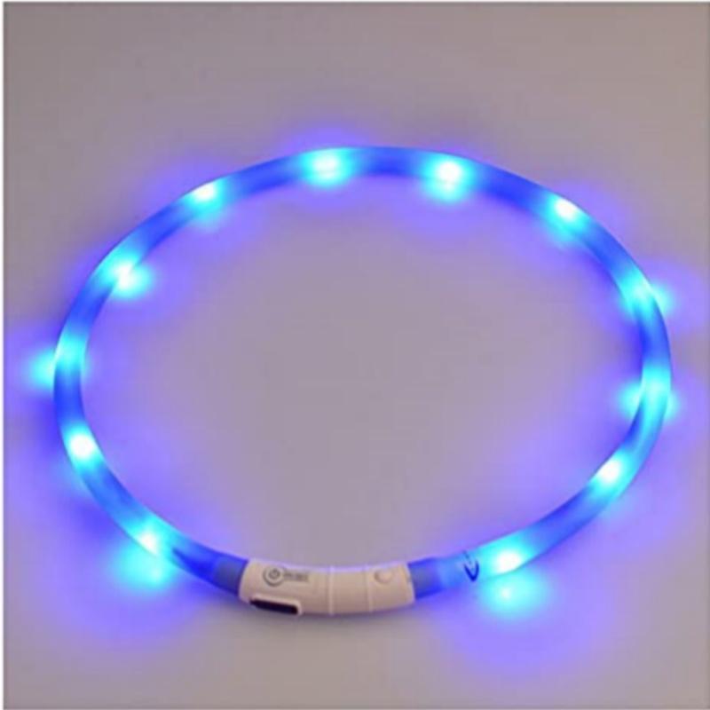 

Светодиодный светящийся ошейник для собак с 4 режимами мигания, многоцветная подсветка, мягкий силиконовый светящийся ошейник для собак, кошек, гуляющих ночью L