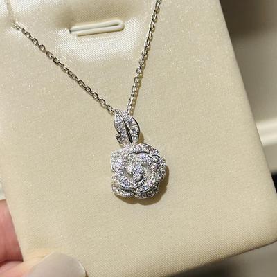 Rose Single Flower Necklace with Blooming Rose Buds Made Electroplated Thick Gold for Longer Color Retention Gift Pendant