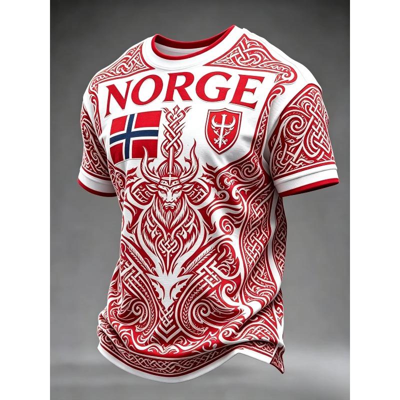Summer Men's Football 3D Printed Crew Neck T-Shirt