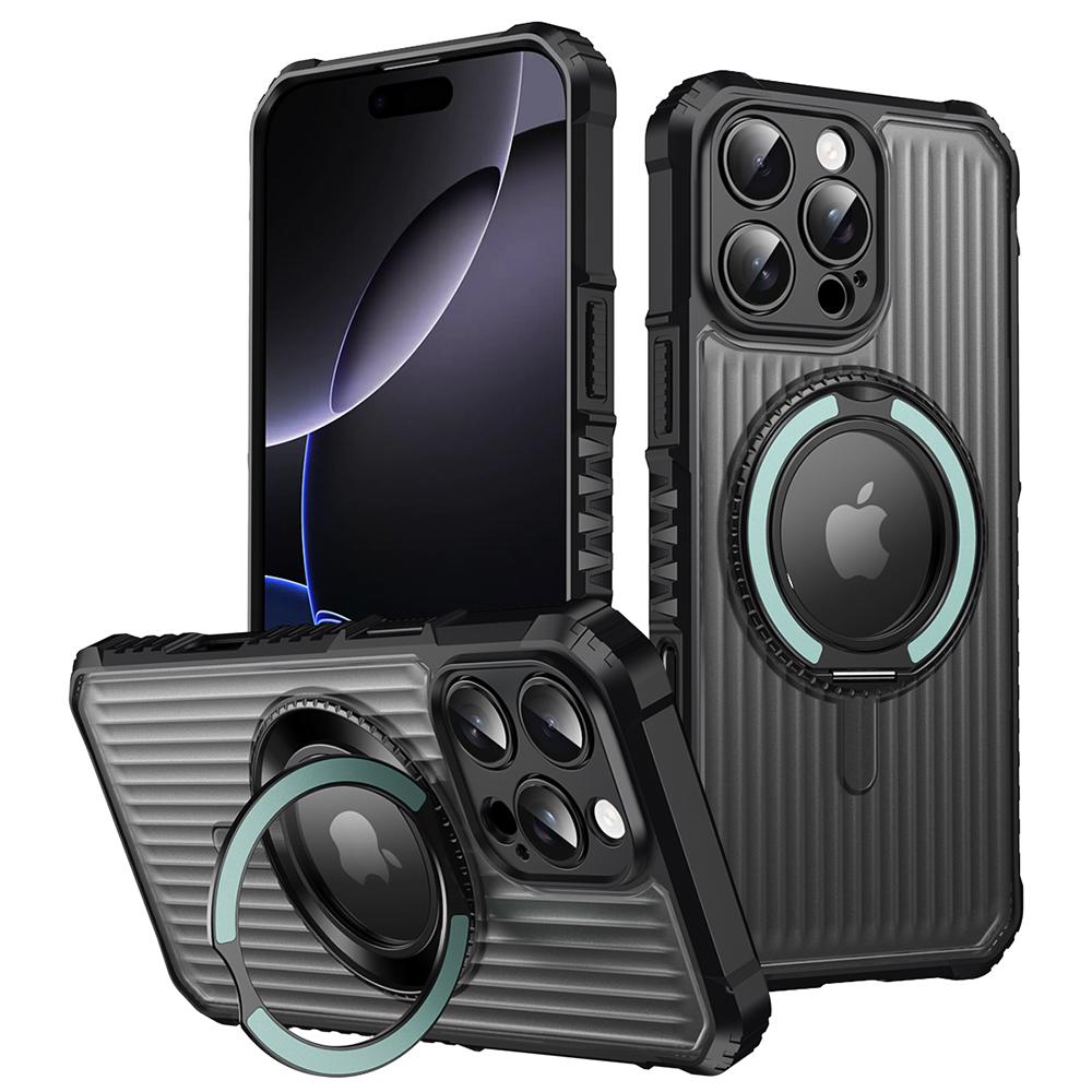 

For iPhone 16 Pro Max Magnetic Case with Kickstand PC + TPU Phone Back Cover B