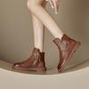 Hollow Martin boots leather short boots fashion retro style women's boots side zipper low tube women's shoes