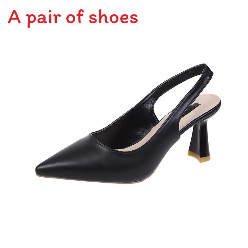 Elegant Pointed Toe High Heels With Clear Back And Mid Heel For Summer Wear