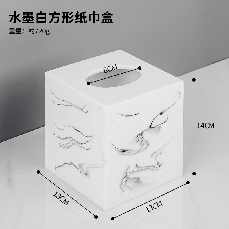 Creative Marble Rectangular Tissue Box Home Living Room Dining Table Extractable Tissue Box Modern Hotel Store Tissue Box Decor