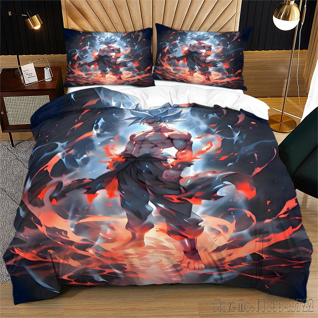 Anime 2D Pattern Dragon Ball Bedding Set Child Baby Duvet Cover Sets Bedclothes Twin Single King Kids Adult Gift