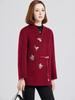 Mom's Embroidered Double-Faced Cashmere V-Neck Short Coat for Middle-Aged and Elderly Women - Autumn/Winter Fashion