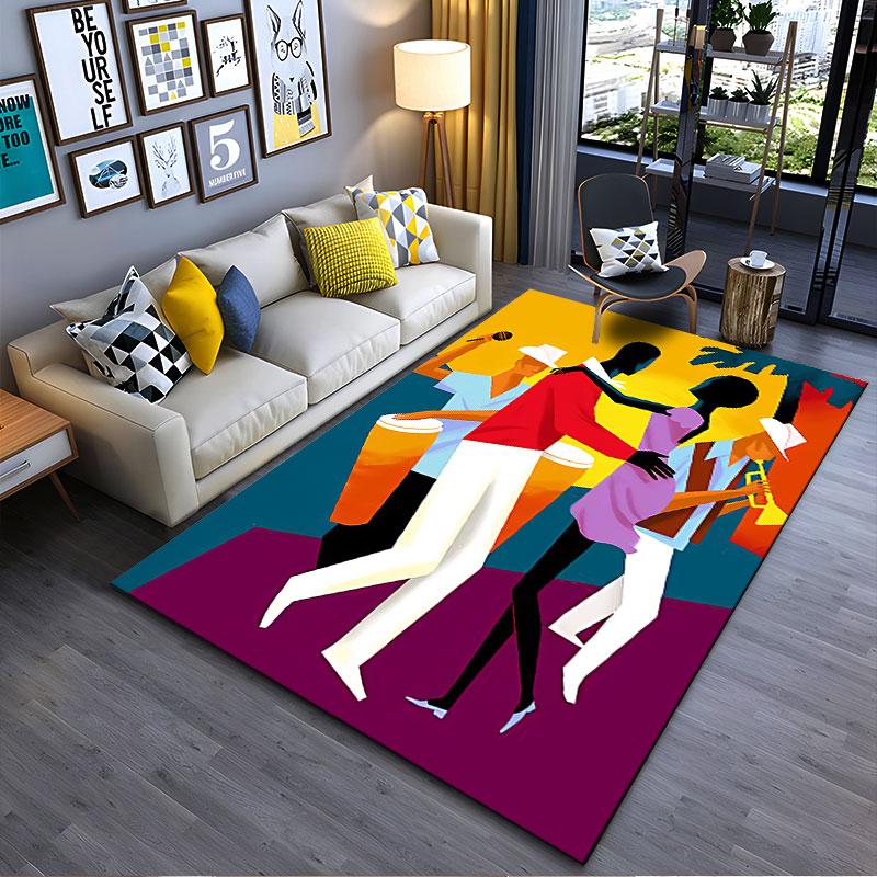 Dancing Silhouettes with Band suitable as a non-slip mat for the living room or bedroom sofa