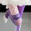 Stilvolle Samt- und Netzstrumpfhosen mit Farbblock-Design, elastisches Nylonmaterial, Strumpfhosen für modebewusste Outfits