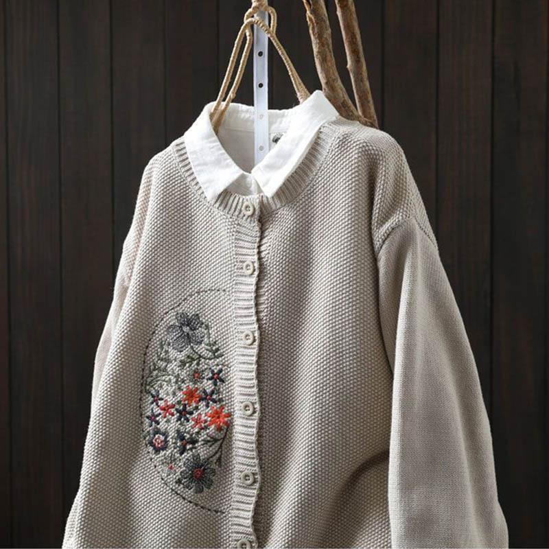 Gensere Kåpe Cardigan for Kvinner Høst Vinter Stor Størrelse Vintage Løs Langermet Strikket Cardigan Gensere Jakke