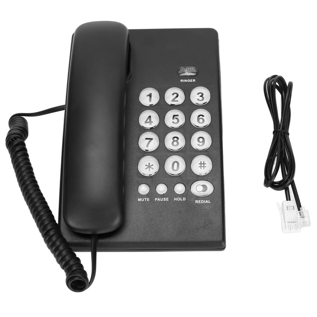 KXT504 Enkel Kablet Telefon Multifunksjonell Stil Skrivebordstelefon med Store Knapper for Hjemmekontor Hotell(Svart )