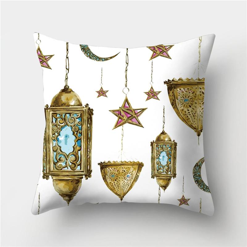 Islamischer Eid Mubarak-Kissenbezug für Zuhause, Ramadan-Dekor, Baumwolle, Sofa, Moschee, muslimisches Dekor, Kissenbezug, 45 x 45 cm