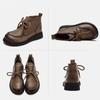 Johnature Retro Women Short Boots Genuine Leather Lace-Up Shoes Handmade Round Toe Soft Sole Flat Boots