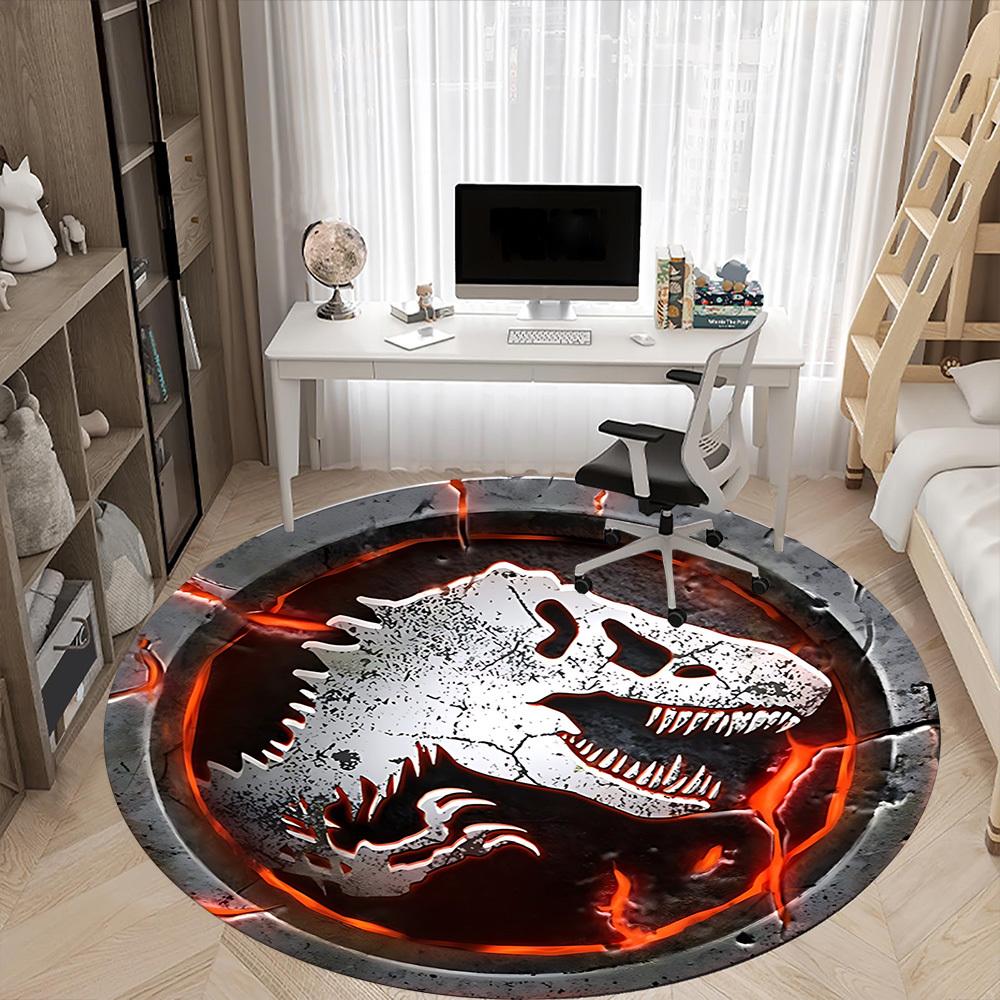 1pc Dinosaur Skull Chair Carpet for Office - Indoor Non-Slip Washable Polyester Fiber Carpet, Soft Comfortable Mat For Office Yy250928067