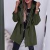 Dames S Capuchon Lange Mouw Tailleband Rits Effen Middellang Casual Jas