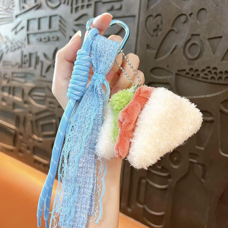 Creative plush burger cake sandwich keychain exquisite cute bag pendant car key chain small gift