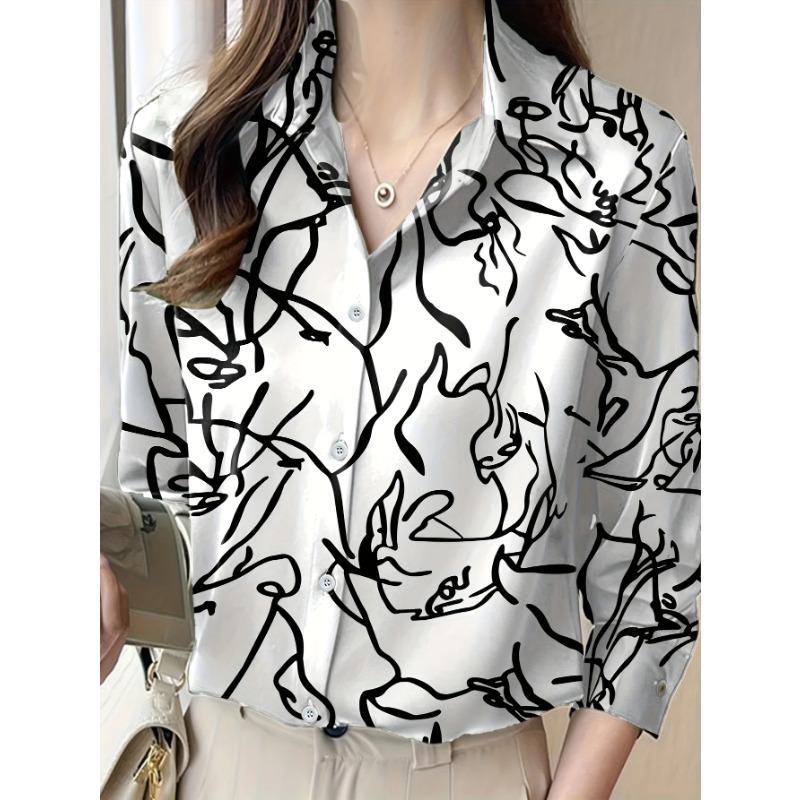 Boutique Ladies Lapel Button Shirt Elegant Temperament Long Sleeve Textured Design Shirt Ladies Daily Commuter Fashion Shirt