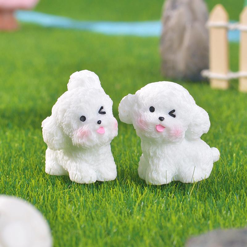 Micro-landscape Simulation Cute Teddy Dog Diy Handmade Keychain Accessories Doll House Decoration Desktop Small Ornaments