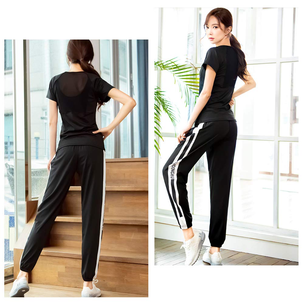 Shuanau Yoga and Sportswear Padded Top and Bottoms for Training and Perfect for and Winter Women's 4-Piece Set, Stretchy, Moisture-Wicking,
