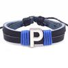 Handmade Woven Leather Bracelet with English Letter Charms