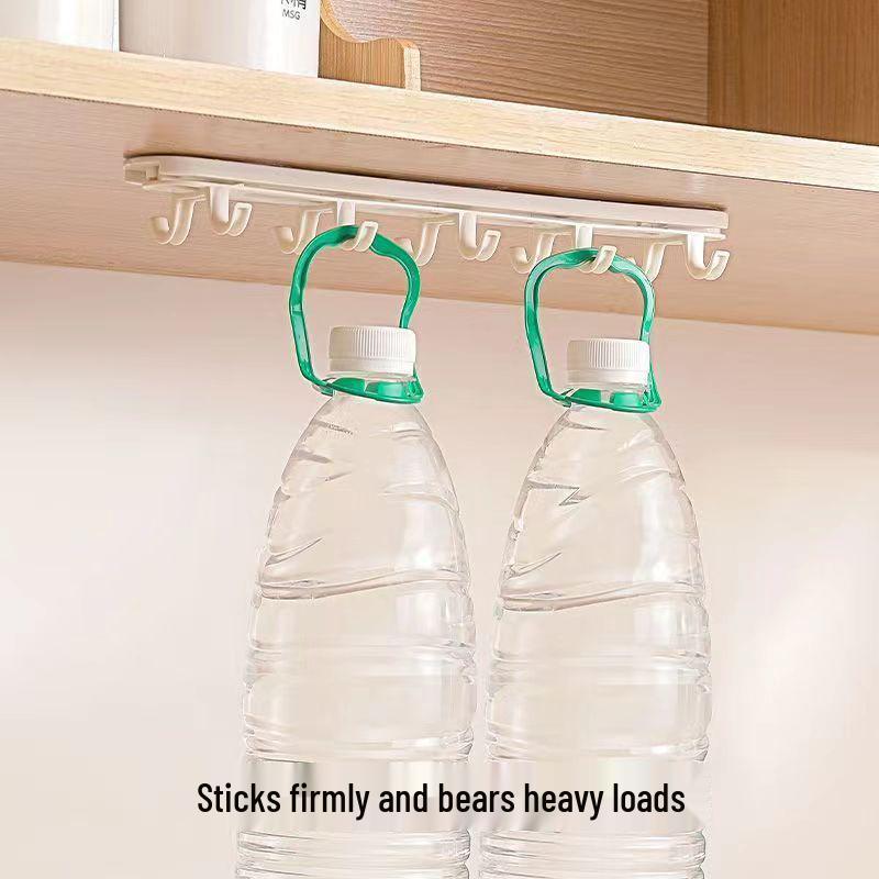 Retractable Double Row Adhesive Hanging Hooks - Punch-Free Kitchen Organizer