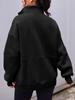 Autumn/Winter European & American Women's Pocket Half-Zip Loose Spliced Stand-Up Collar Fleece Sweatshirt