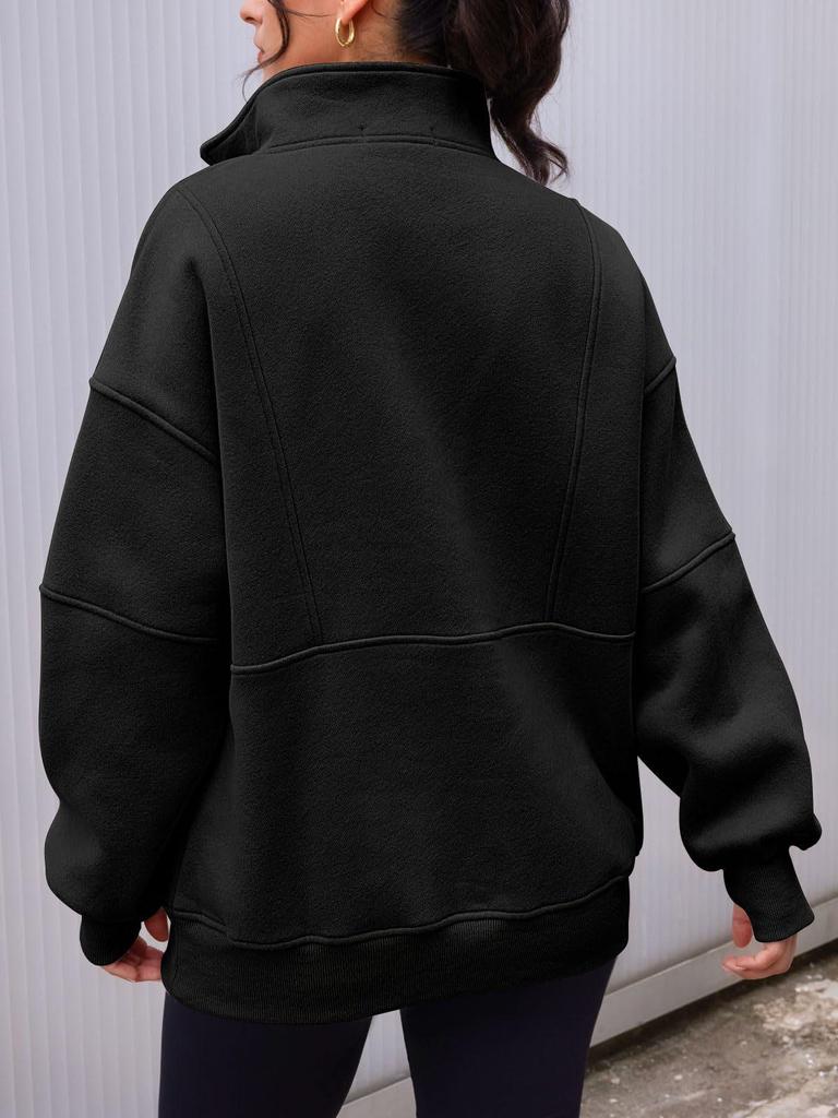 Jesienno-zimowa europejsko-amerykańska damska bluza polarowa z kieszenią, z krótkim zamkiem błyskawicznym, luźna, łączona, ze stójką