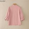 ZANZEA Women CasuaL V-Neck Solid Color 3/4 Sleeve Loose Blouse
