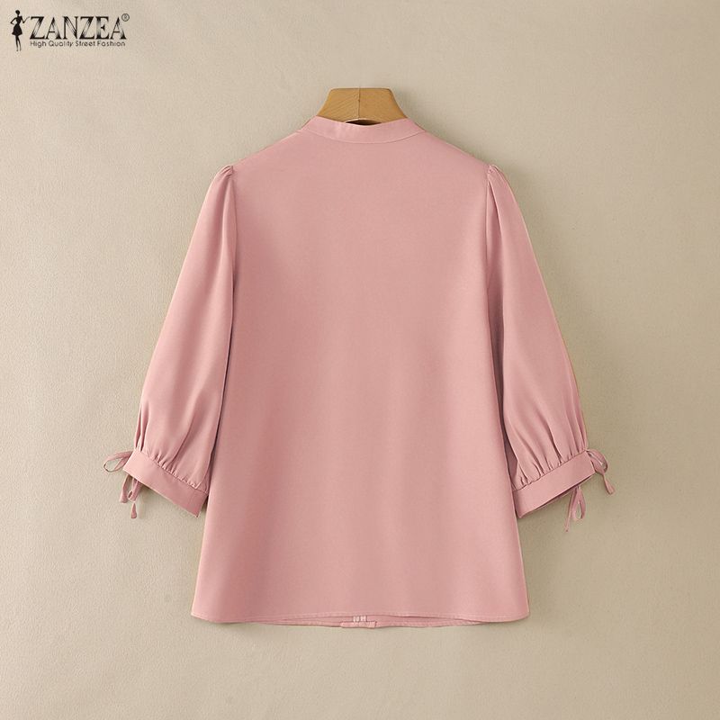 ZANZEA Women CasuaL V-Neck Solid Color 3/4 Sleeve Loose Blouse