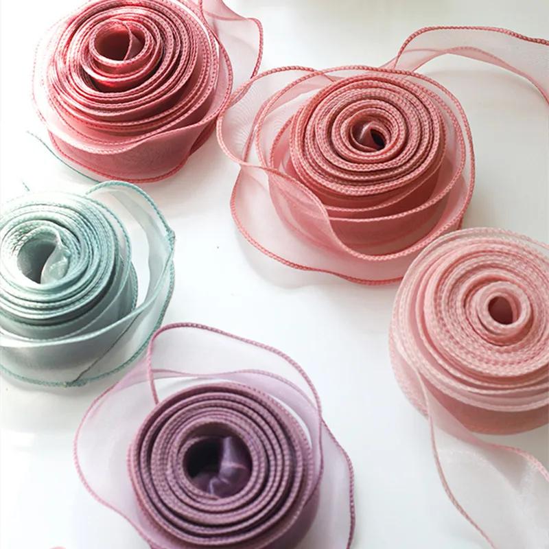 10 Yards/Roll Chiffon Organza Silk Ribbon Satin For DIY Craft Gift Wrapping Decoration Wedding Bouquets Wreath Sewing Supplies