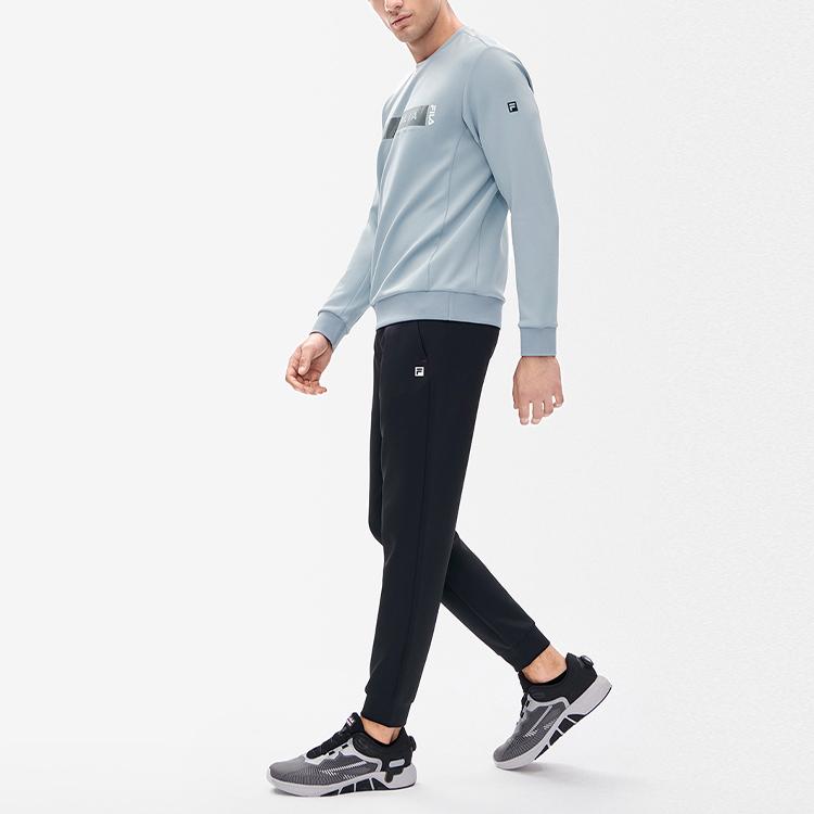 FILA Athletics Solid Logo Slim Fit Knitted Fitness Sports Long Pants Men bottoms Deep-Black A11M231606FBK