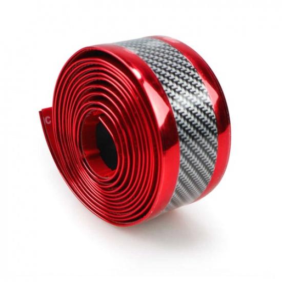 Carbon Fiber Protector Sill Scuff Cover Car Door Body Anti Scratch Red Sticker