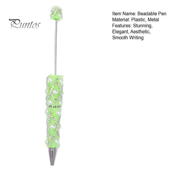 Rhinestone Bling Pens DIY Beadable Pen, Rhinestones And Faux Pearls Beaded Office Desk Accessories Black Ink Ballpoint Pen for School Supplies