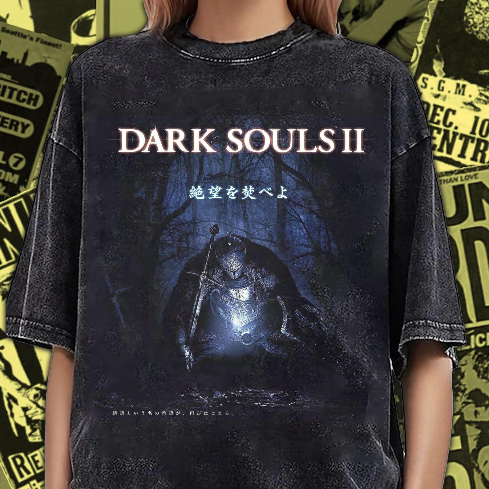 Vintage Washed Dark Souls 2 T-Shirt: FromSoftware Gaming Tee DS002 L