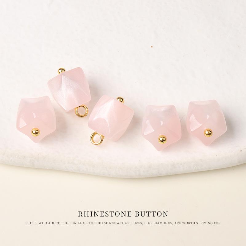 5pcs Color Resin Cut Face Gold Nail Buttons, National Style Cheongsam Hanfu Buttons, Shirt Cardigan Sweater Decorative Buttons