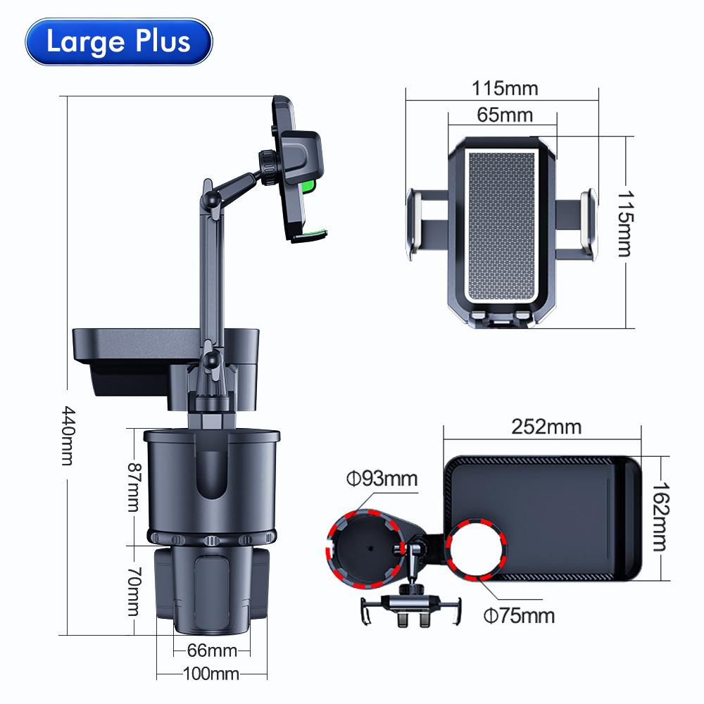 4-in-1 Multi-purpose Car Cup Holder: 360-degree Rotating Car Tray with Mobile Phone Holder and Beverage Holder