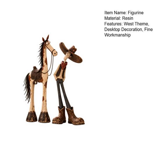 Handcrafted Horse Sculpture 1/2Pcs West Cowboy Figurine, Cartoon Resin Statue, Figurine Shaped Desktop Decoration for Home Office Western Statue