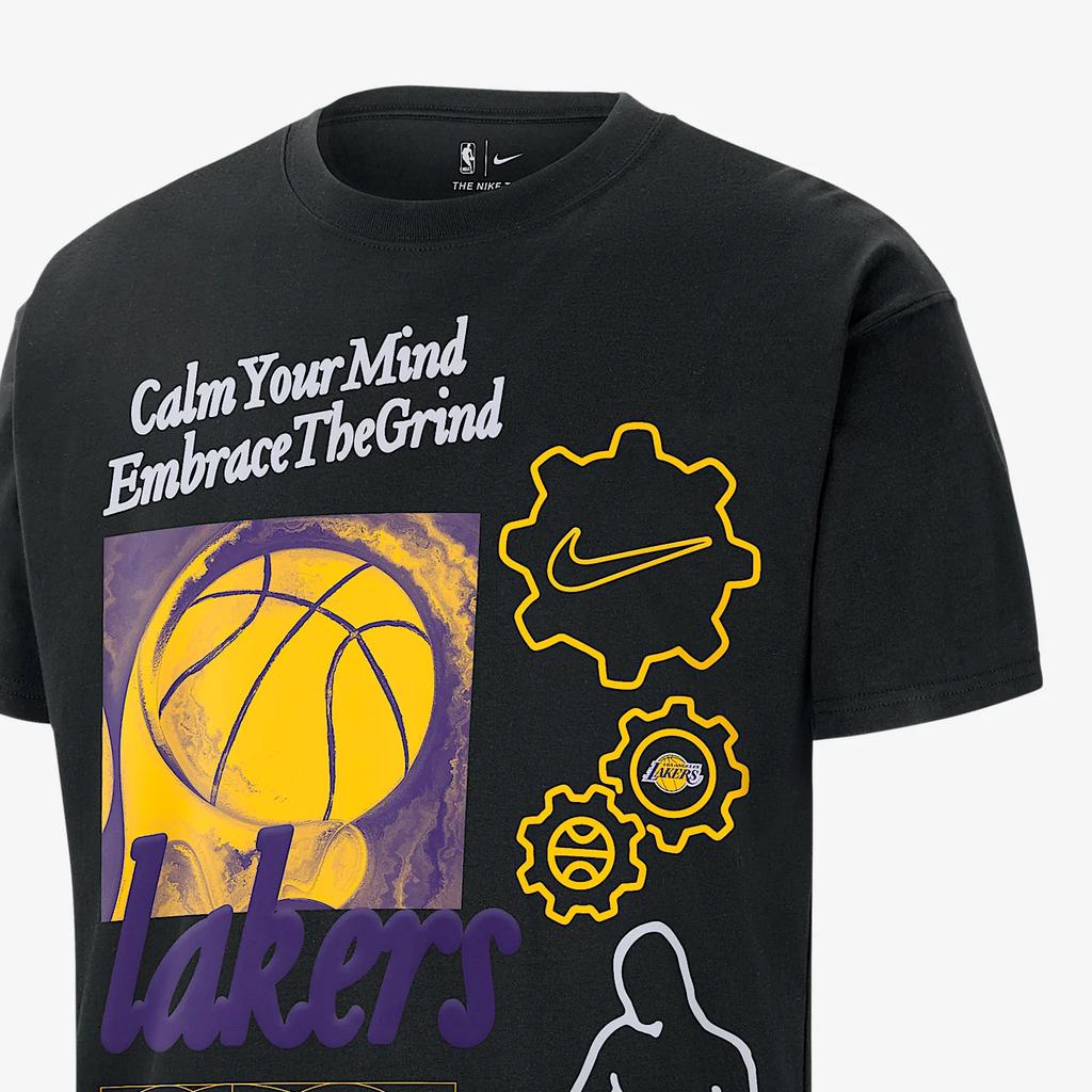 Nike X NBA Collaboration Los Angeles Lakers Max90 Courtside Loose Fit Drop Shoulder Pullover Short Sleeve T-Shirt Men T-Shirts Black HQ0631-010