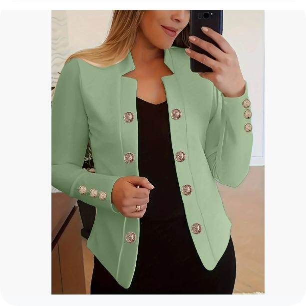 Women's Fashion Cuff Button Small Suit Double Button Cardigan Top