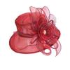 New Women's Summer Korean Style Wide Brim Sun Hat with Mesh and Organza Floral Design