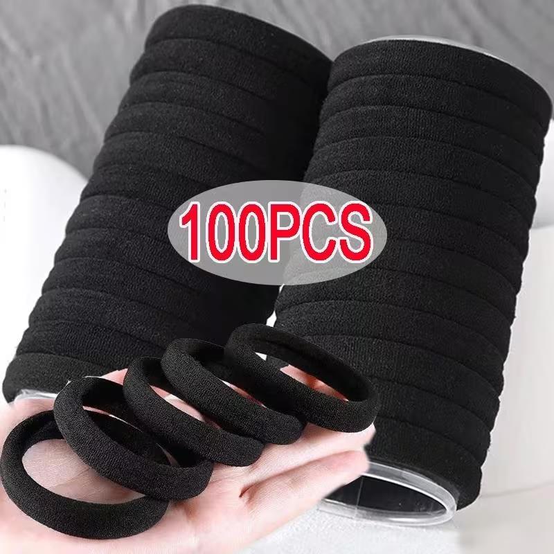 100pcs Elastic Hair Bands for Women – High-Stretch Ponytail Holders, Scrunchies, Multicolor